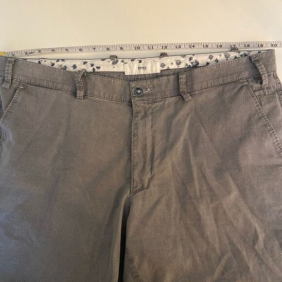 Brax Mens Bellevill Shorts Gray‎ Diamond Pattern Size 40 Stretch Chino Beach - Picture 11 of 15